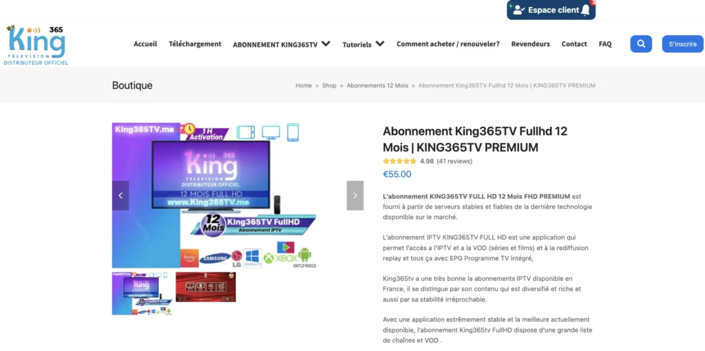 acheter king365tv